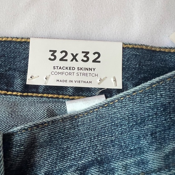 NEW Pac Sun Jeans Mens 32 X 32 Blue Denim Stacked Skinny Stretch Distressed Pant - Picture 2 of 10